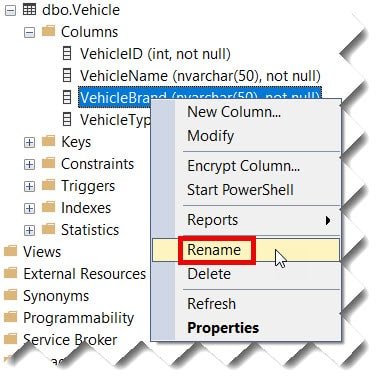 How to change column name in SQL Server