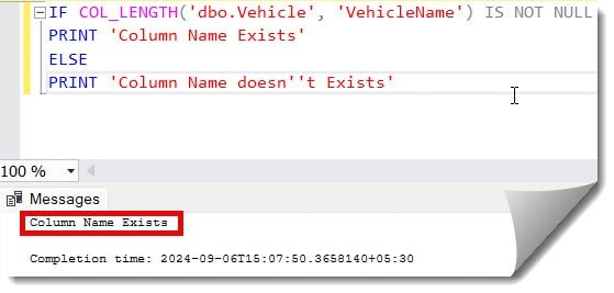 How to check if column exists in SQL Server database