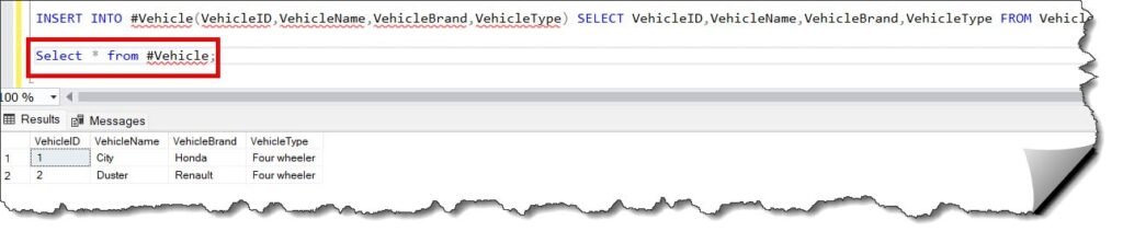 How to insert into temp table in SQL Server