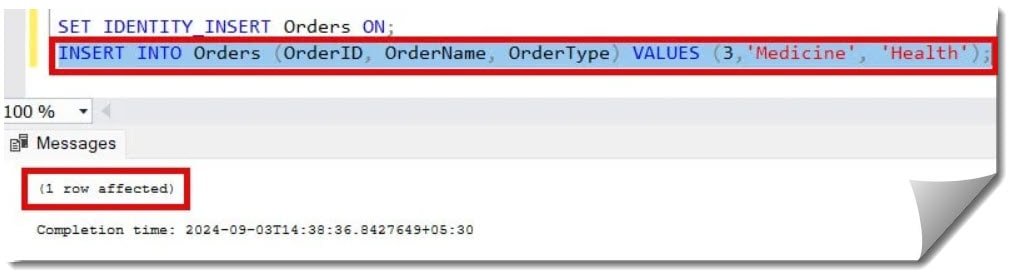 an explicit value for the identity column in table can only be specified when a column list