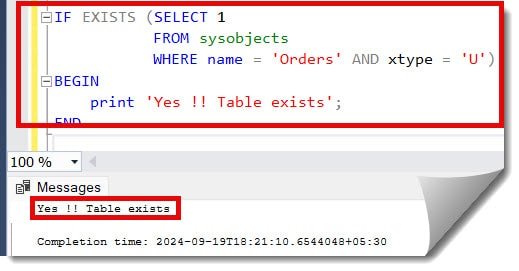 check if a table exists in sql server