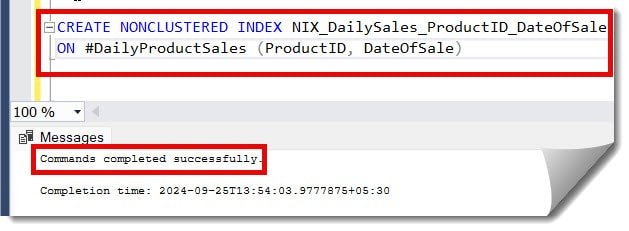 create index on temp table sql server