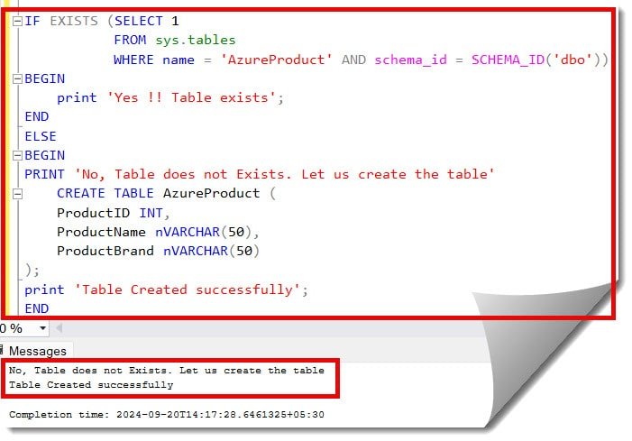 create table if not exists sql server 2022