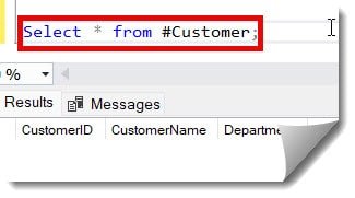 create temp table sql server