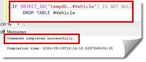 drop temp table if exists in sql server