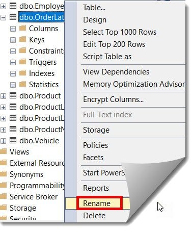 how to change table name in sql server using query