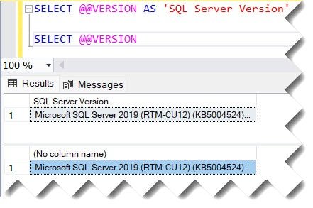 how to check sql server version using query