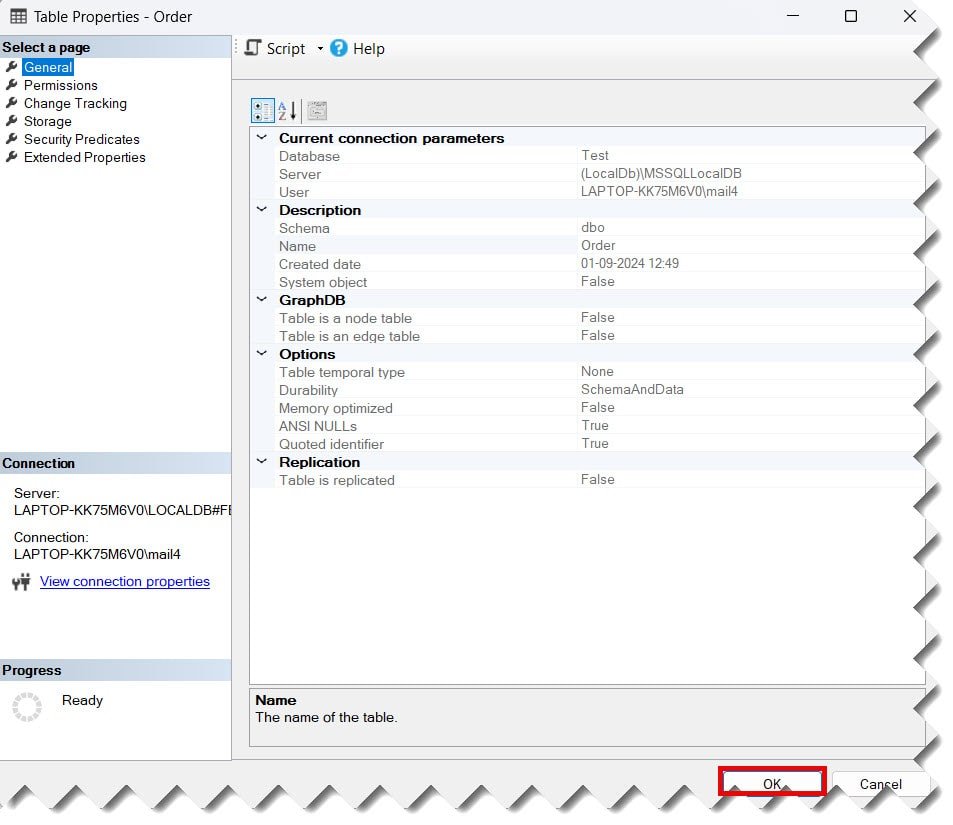 how to get table description in sql server