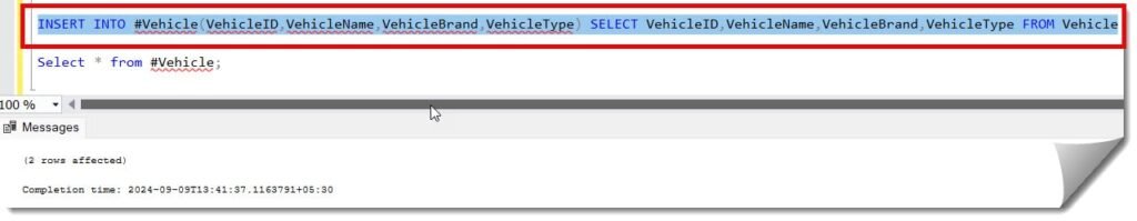 how to insert data into temp table in sql server