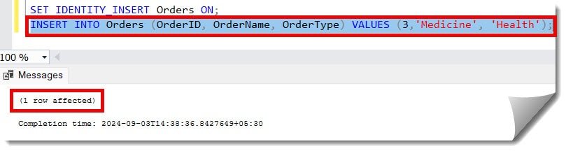 How to insert values into table with identity column in SQL Server