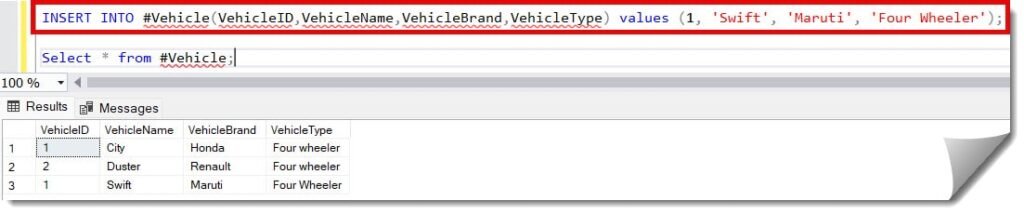 how to insert values into temp table in sql server