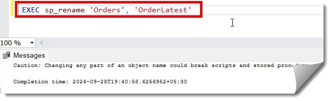 How To Rename The Table Name In SQL Server