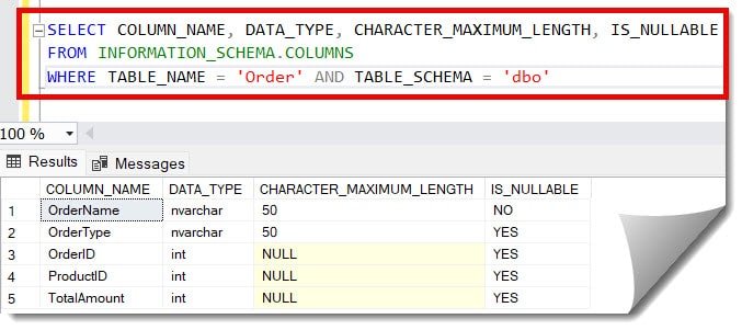 how to get table description in sql server