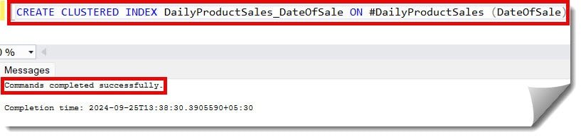 index on temp table in sql server