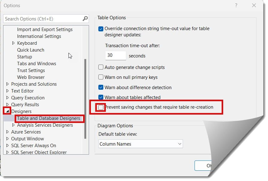 saving changes is not permitted sql server management studio