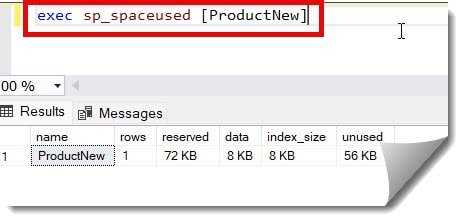 sql server get table size