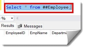 sql server how to create temp table