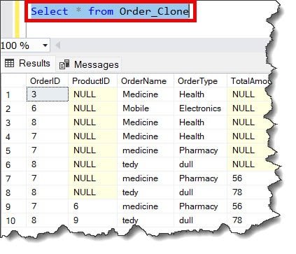 create a duplicate table in sql server