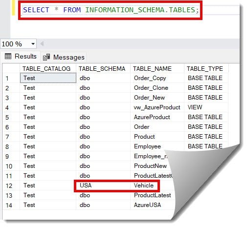 how to change the schema of a table in sql server