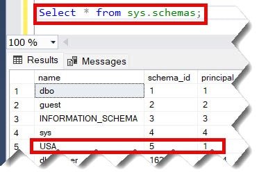 how to create a new schema in sql server