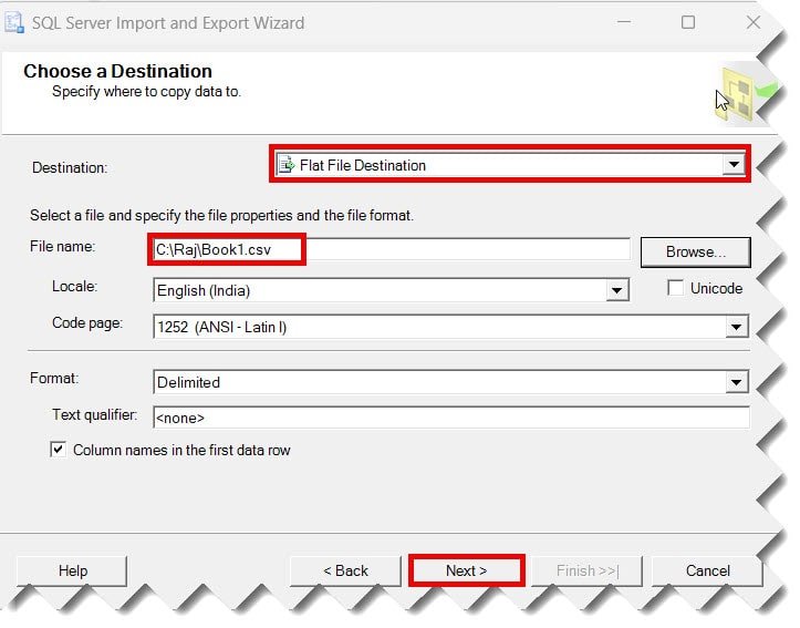 how to export sql server table to csv using SSMS