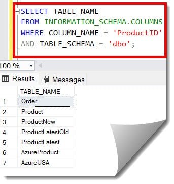 How To Find Table With Column Name in SQL Server