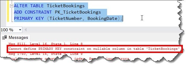 Cannot Define Primary Key Constraint On Nullable Column In Table