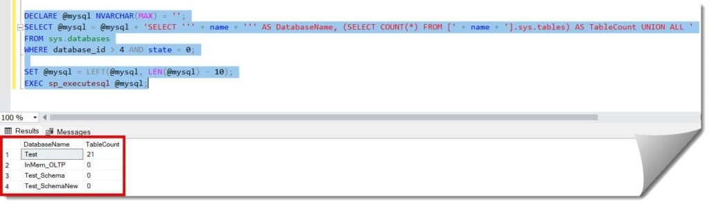 check table count in sql server