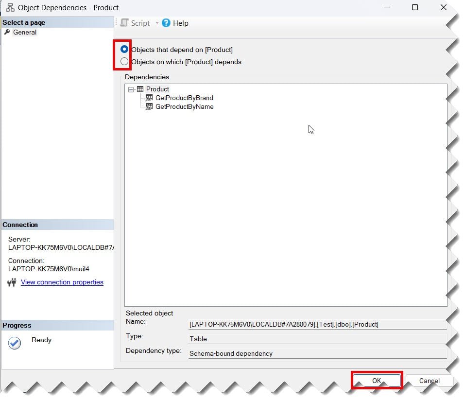 find table dependencies in sql server