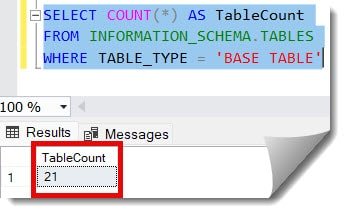 how to get total table count in sql server