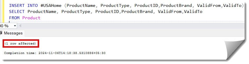 store select query result in temp table in sql server